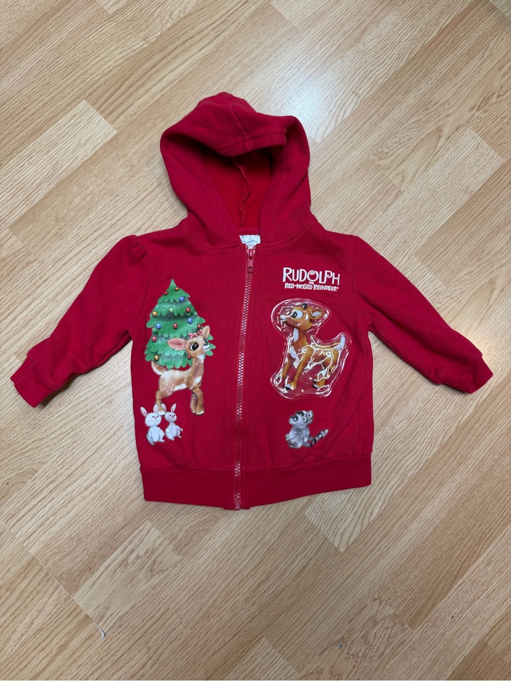 Rudolph the Red-Nosed Reindeer Toddler Girls Red Hooded Sweatshirt 24 Months